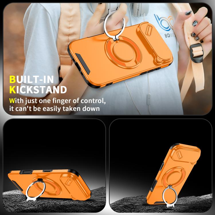 For iPhone Air Sliding Camshield Ring Holder Phone Case(Orange) - iPhone Air Cases by buy2fix | Online Shopping UK | buy2fix