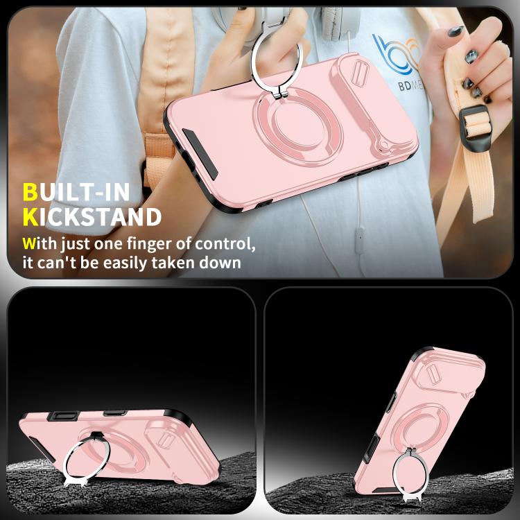 For iPhone Air Sliding Camshield Ring Holder Phone Case(Pink) - iPhone Air Cases by buy2fix | Online Shopping UK | buy2fix