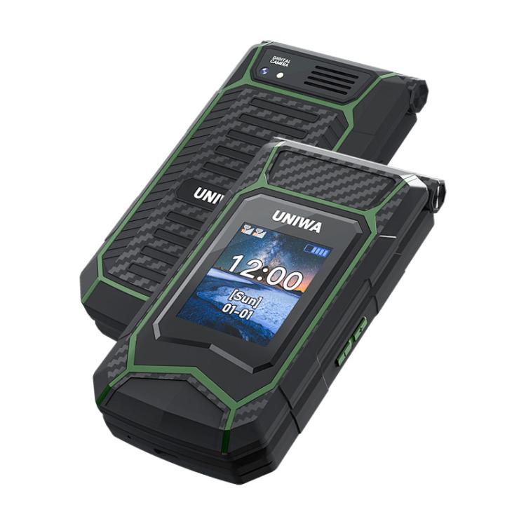 UNIWA X29 Keypad Flip Rugged Phone, 2.8 inch + 1.77 inch Double Screen, MT6261D, Network: 2G, Plug:EU Plug(Black Green) - UNIWA by UNIWA | Online Shopping UK | buy2fix