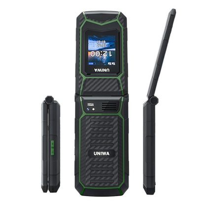 UNIWA X29 Keypad Flip Rugged Phone, 2.8 inch + 1.77 inch Double Screen, MT6261D, Network: 2G, Plug:US Plug(Black Green) - UNIWA by UNIWA | Online Shopping UK | buy2fix