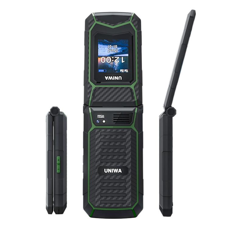 UNIWA X29 Keypad Flip Rugged Phone, 2.8 inch + 1.77 inch Double Screen, MT6261D, Network: 2G, Plug:UK Plug(Black Green) - UNIWA by UNIWA | Online Shopping UK | buy2fix