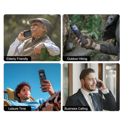 UNIWA X29 Keypad Flip Rugged Phone, 2.8 inch + 1.77 inch Double Screen, MT6261D, Network: 2G, Plug:US Plug(Black Green) - UNIWA by UNIWA | Online Shopping UK | buy2fix