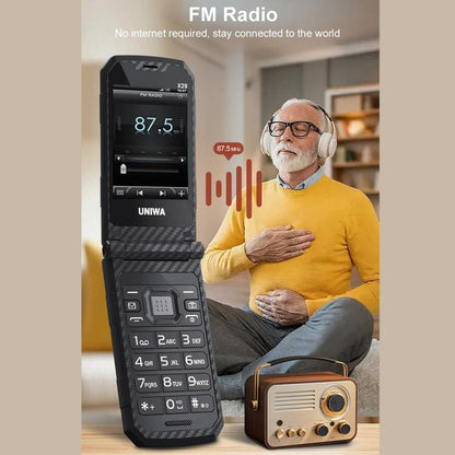 UNIWA X29 Keypad Flip Rugged Phone, 2.8 inch + 1.77 inch Double Screen, MT6261D, Network: 2G, Plug:AU Plug(Black Green) - UNIWA by UNIWA | Online Shopping UK | buy2fix