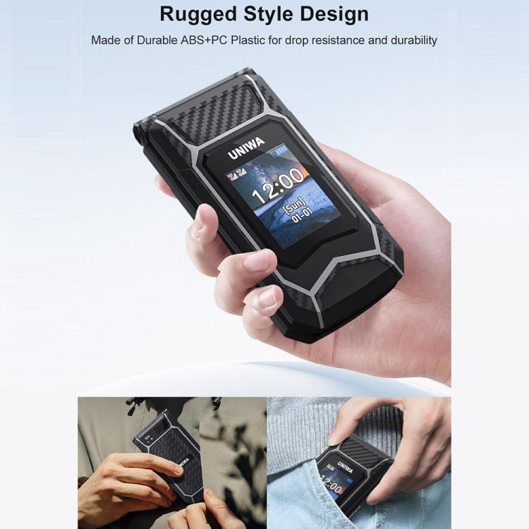 UNIWA X29 Keypad Flip Rugged Phone, 2.8 inch + 1.77 inch Double Screen, MT6261D, Network: 2G, Plug:US Plug(Black Green) - UNIWA by UNIWA | Online Shopping UK | buy2fix