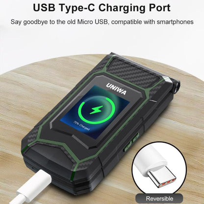 UNIWA X29 Keypad Flip Rugged Phone, 2.8 inch + 1.77 inch Double Screen, MT6261D, Network: 2G, Plug:AU Plug(Black Green) - UNIWA by UNIWA | Online Shopping UK | buy2fix