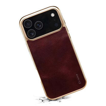 For iPhone 17 Pro Max Denior Oil Wax Leather Electroplating Phone Case(Red) - iPhone 17 Pro Max Cases by Denior | Online Shopping UK | buy2fix