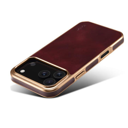 For iPhone 17 Pro Max Denior Oil Wax Leather Electroplating Phone Case(Red) - iPhone 17 Pro Max Cases by Denior | Online Shopping UK | buy2fix
