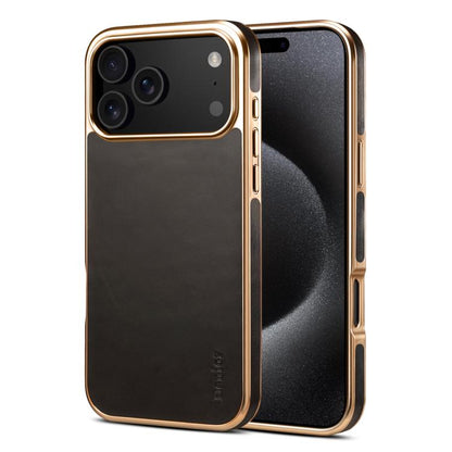 For iPhone 17 Pro Max Denior Oil Wax Leather Electroplating Phone Case(Black) - iPhone 17 Pro Max Cases by Denior | Online Shopping UK | buy2fix