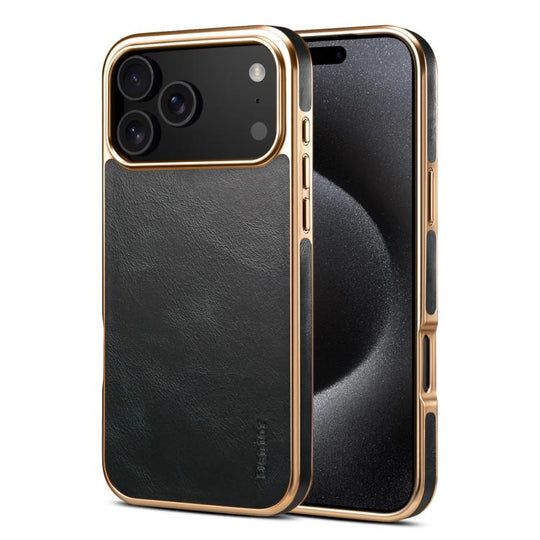 For iPhone 18 Pro Max / 17 Pro Max Denior Oil Wax Leather Electroplating Phone Case(Blue)