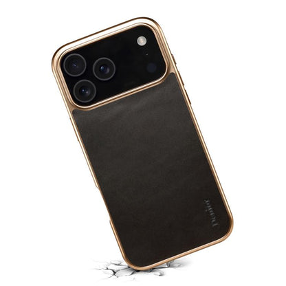For iPhone 17 Pro Denior Oil Wax Leather Electroplating Phone Case(Black) - iPhone 17 Pro Cases by Denior | Online Shopping UK | buy2fix