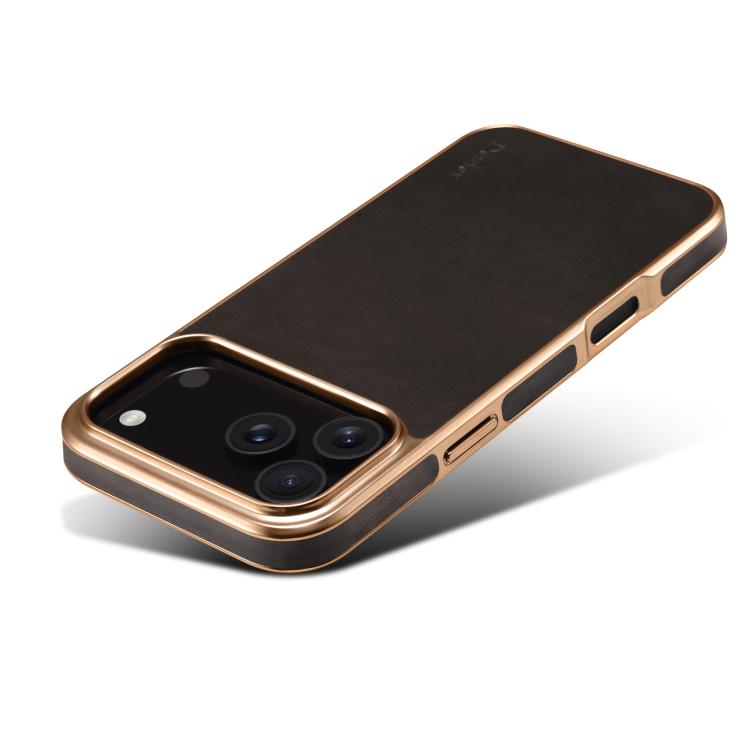 For iPhone 17 Pro Denior Oil Wax Leather Electroplating Phone Case(Black) - iPhone 17 Pro Cases by Denior | Online Shopping UK | buy2fix