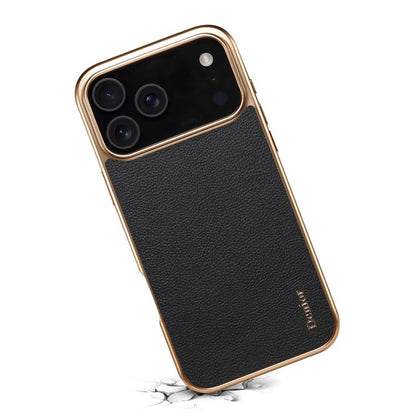 For iPhone 17 Pro Max Denior Cowhide Leather Plating Phone Case(Black) - iPhone 17 Pro Max Cases by Denior | Online Shopping UK | buy2fix