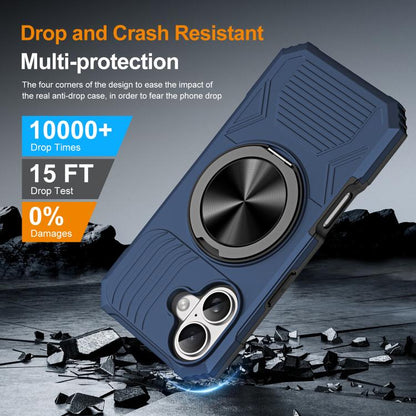 For iPhone 17 Alloy Rotating Holder MagSafe Shockproof Phone Case(Blue) - iPhone 17 Cases by buy2fix | Online Shopping UK | buy2fix