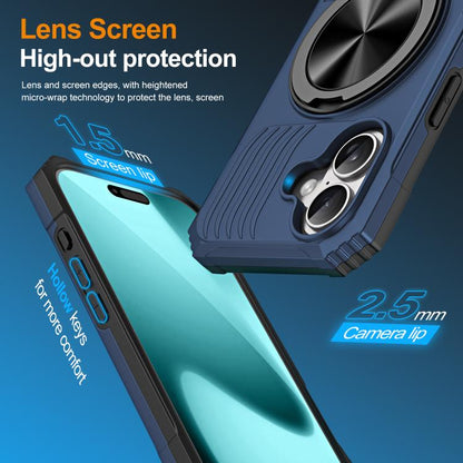 For iPhone 17 Alloy Rotating Holder MagSafe Shockproof Phone Case(Blue) - iPhone 17 Cases by buy2fix | Online Shopping UK | buy2fix