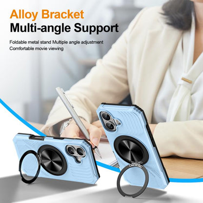For iPhone 17 Alloy Rotating Holder MagSafe Shockproof Phone Case(Sky Blue) - iPhone 17 Cases by buy2fix | Online Shopping UK | buy2fix