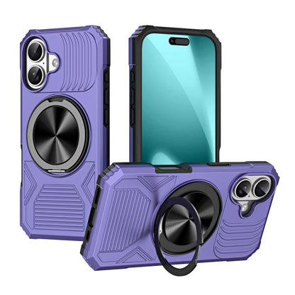 For iPhone 17 Alloy Rotating Holder MagSafe Shockproof Phone Case(Violet) - iPhone 17 Cases by buy2fix | Online Shopping UK | buy2fix