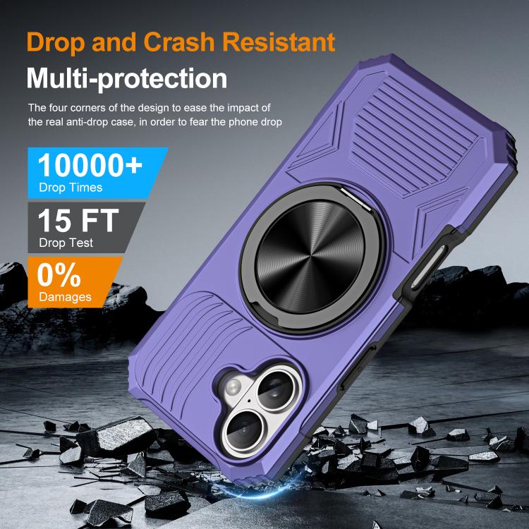 For iPhone 17 Alloy Rotating Holder MagSafe Shockproof Phone Case(Violet) - iPhone 17 Cases by buy2fix | Online Shopping UK | buy2fix