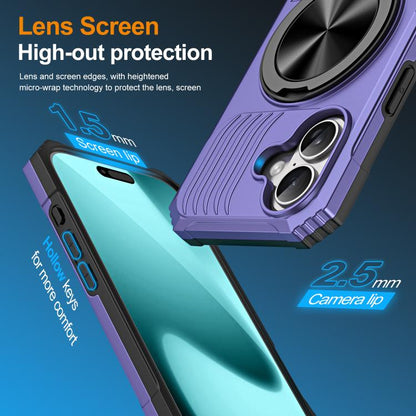 For iPhone 17 Alloy Rotating Holder MagSafe Shockproof Phone Case(Violet) - iPhone 17 Cases by buy2fix | Online Shopping UK | buy2fix