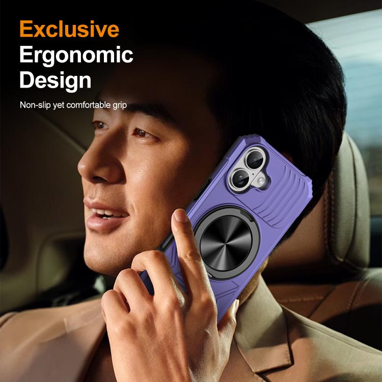 For iPhone 17 Alloy Rotating Holder MagSafe Shockproof Phone Case(Violet) - iPhone 17 Cases by buy2fix | Online Shopping UK | buy2fix