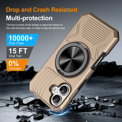 For iPhone 17 Alloy Rotating Holder MagSafe Shockproof Phone Case(Gold) - iPhone 17 Cases by buy2fix | Online Shopping UK | buy2fix