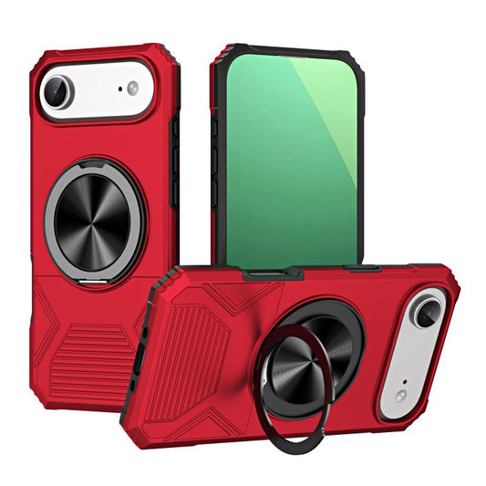 For iPhone Air Alloy Rotating Holder MagSafe Shockproof Phone Case(Red) - iPhone Air Cases by buy2fix | Online Shopping UK | buy2fix