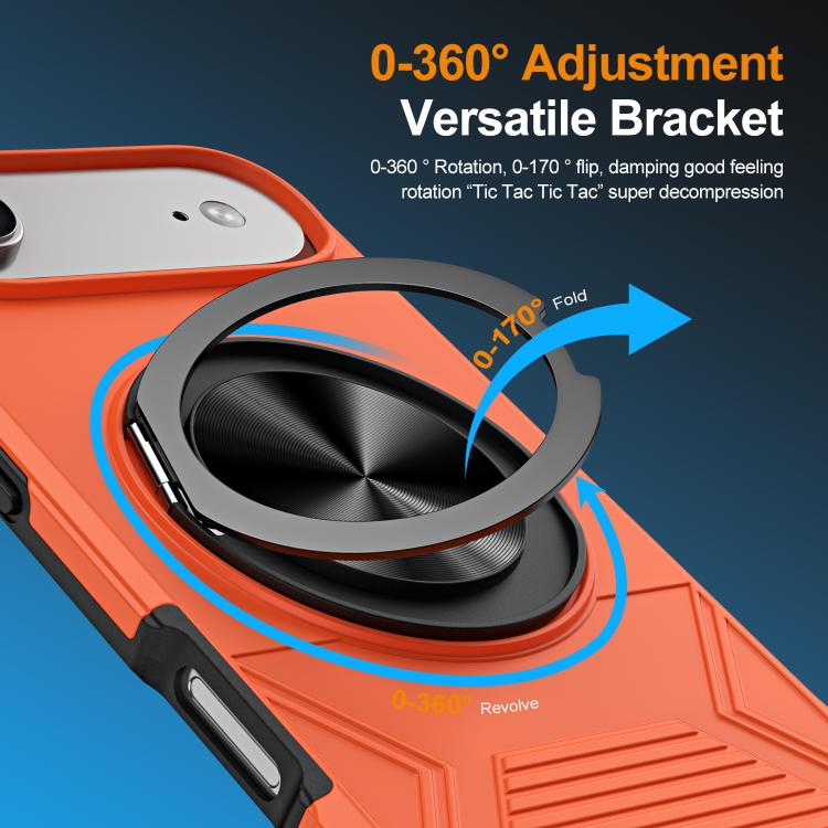 For iPhone Air Alloy Rotating Holder MagSafe Shockproof Phone Case(Orange) - iPhone Air Cases by buy2fix | Online Shopping UK | buy2fix