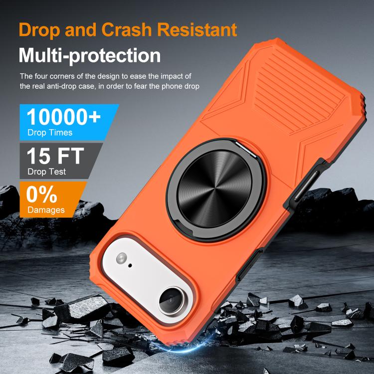 For iPhone Air Alloy Rotating Holder MagSafe Shockproof Phone Case(Orange) - iPhone Air Cases by buy2fix | Online Shopping UK | buy2fix