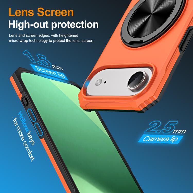 For iPhone Air Alloy Rotating Holder MagSafe Shockproof Phone Case(Orange) - iPhone Air Cases by buy2fix | Online Shopping UK | buy2fix