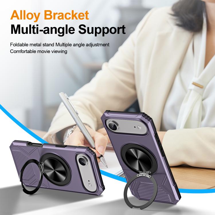 For iPhone Air Alloy Rotating Holder MagSafe Shockproof Phone Case(Dark Purple) - iPhone Air Cases by buy2fix | Online Shopping UK | buy2fix