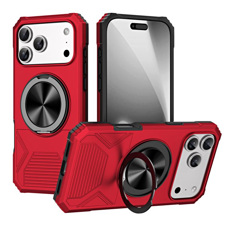For iPhone 17 Pro Alloy Rotating Holder MagSafe Shockproof Phone Case(Red) - iPhone 17 Pro Cases by buy2fix | Online Shopping UK | buy2fix