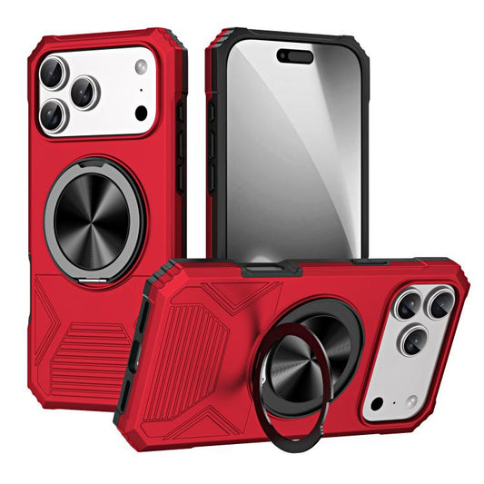 For iPhone 17 Pro Alloy Rotating Holder MagSafe Shockproof Phone Case(Red) - iPhone 17 Pro Cases by buy2fix | Online Shopping UK | buy2fix