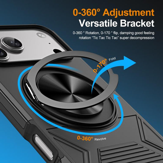 For iPhone 17 Pro Alloy Rotating Holder MagSafe Shockproof Phone Case(Black) - iPhone 17 Pro Cases by buy2fix | Online Shopping UK | buy2fix