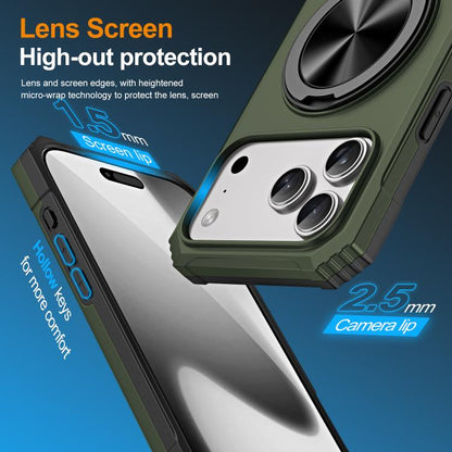 For iPhone 17 Pro Alloy Rotating Holder MagSafe Shockproof Phone Case(Army Green) - iPhone 17 Pro Cases by buy2fix | Online Shopping UK | buy2fix