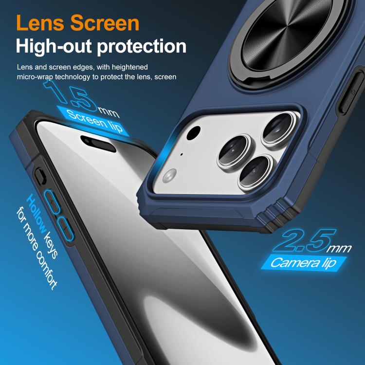 For iPhone 17 Pro Alloy Rotating Holder MagSafe Shockproof Phone Case(Blue) - iPhone 17 Pro Cases by buy2fix | Online Shopping UK | buy2fix