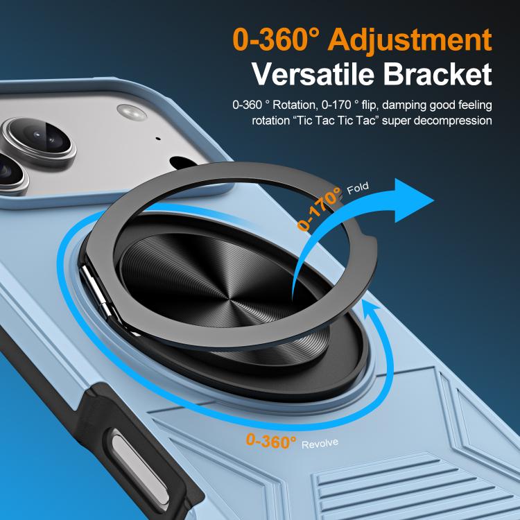 For iPhone 17 Pro Alloy Rotating Holder MagSafe Shockproof Phone Case(Sky Blue) - iPhone 17 Pro Cases by buy2fix | Online Shopping UK | buy2fix