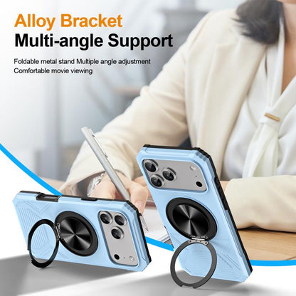 For iPhone 17 Pro Alloy Rotating Holder MagSafe Shockproof Phone Case(Sky Blue) - iPhone 17 Pro Cases by buy2fix | Online Shopping UK | buy2fix