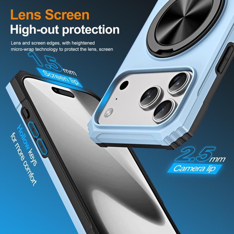 For iPhone 17 Pro Alloy Rotating Holder MagSafe Shockproof Phone Case(Sky Blue) - iPhone 17 Pro Cases by buy2fix | Online Shopping UK | buy2fix