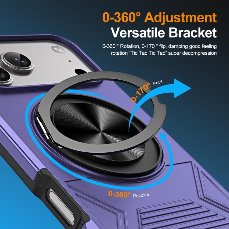 For iPhone 17 Pro Alloy Rotating Holder MagSafe Shockproof Phone Case(Violet) - iPhone 17 Pro Cases by buy2fix | Online Shopping UK | buy2fix
