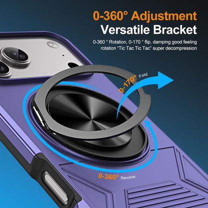 For iPhone 17 Pro Alloy Rotating Holder MagSafe Shockproof Phone Case(Violet) - iPhone 17 Pro Cases by buy2fix | Online Shopping UK | buy2fix