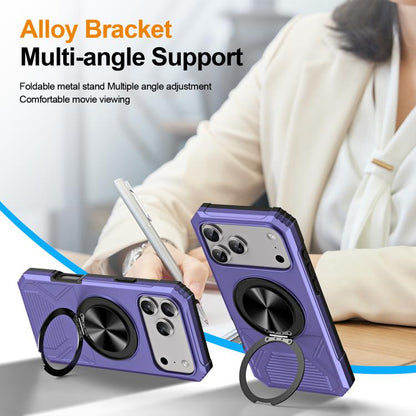 For iPhone 17 Pro Alloy Rotating Holder MagSafe Shockproof Phone Case(Violet) - iPhone 17 Pro Cases by buy2fix | Online Shopping UK | buy2fix