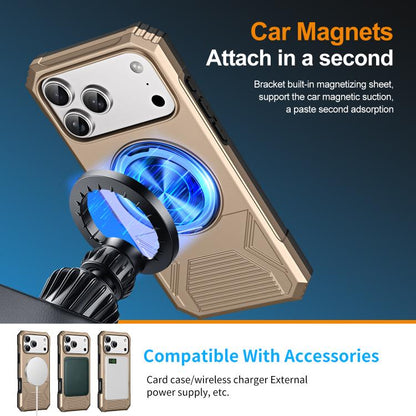 For iPhone 17 Pro Alloy Rotating Holder MagSafe Shockproof Phone Case(Gold) - iPhone 17 Pro Cases by buy2fix | Online Shopping UK | buy2fix