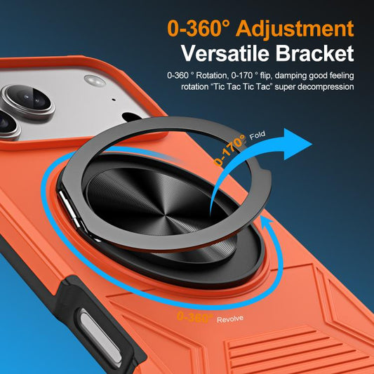 For iPhone 17 Pro Alloy Rotating Holder MagSafe Shockproof Phone Case(Orange) - iPhone 17 Pro Cases by buy2fix | Online Shopping UK | buy2fix