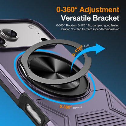 For iPhone 17 Pro Alloy Rotating Holder MagSafe Shockproof Phone Case(Dark Purple) - iPhone 17 Pro Cases by buy2fix | Online Shopping UK | buy2fix