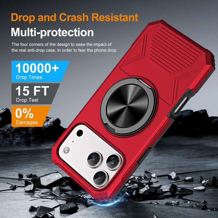For iPhone 17 Pro Max Alloy Rotating Holder MagSafe Shockproof Phone Case(Red) - iPhone 17 Pro Max Cases by buy2fix | Online Shopping UK | buy2fix