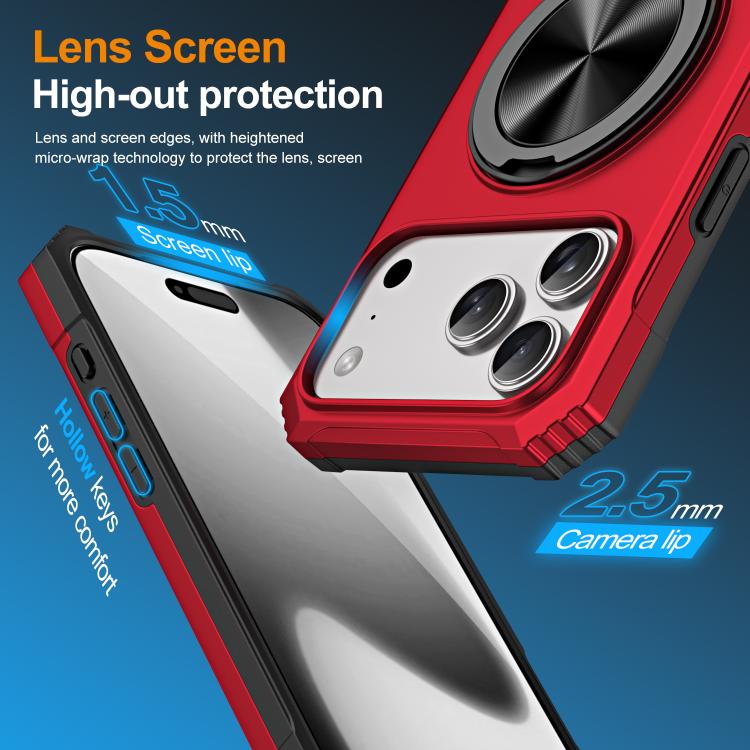 For iPhone 17 Pro Max Alloy Rotating Holder MagSafe Shockproof Phone Case(Red) - iPhone 17 Pro Max Cases by buy2fix | Online Shopping UK | buy2fix
