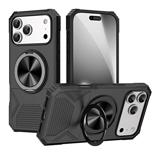 For iPhone 17 Pro Max Alloy Rotating Holder MagSafe Shockproof Phone Case(Black) - iPhone 17 Pro Max Cases by buy2fix | Online Shopping UK | buy2fix