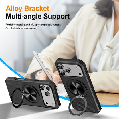 For iPhone 17 Pro Max Alloy Rotating Holder MagSafe Shockproof Phone Case(Black) - iPhone 17 Pro Max Cases by buy2fix | Online Shopping UK | buy2fix