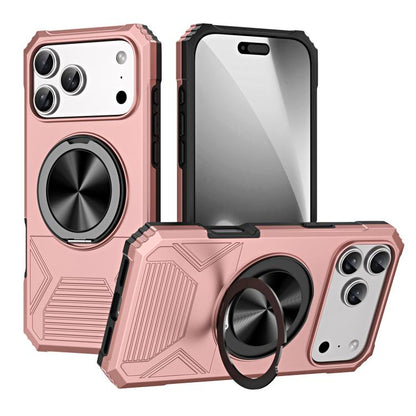 For iPhone 17 Pro Max Alloy Rotating Holder MagSafe Shockproof Phone Case(Rose Gold) - iPhone 17 Pro Max Cases by buy2fix | Online Shopping UK | buy2fix