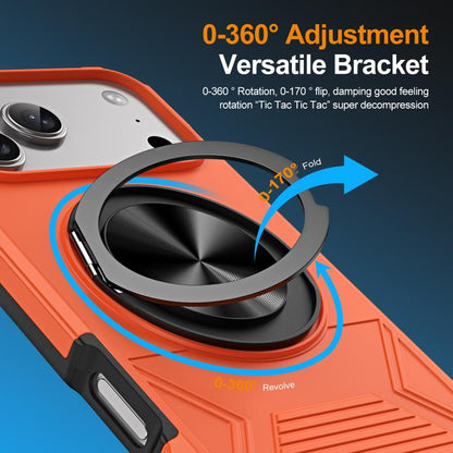For iPhone 17 Pro Max Alloy Rotating Holder MagSafe Shockproof Phone Case(Orange) - iPhone 17 Pro Max Cases by buy2fix | Online Shopping UK | buy2fix