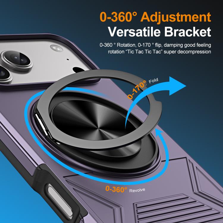 For iPhone 17 Pro Max Alloy Rotating Holder MagSafe Shockproof Phone Case(Dark Purple) - iPhone 17 Pro Max Cases by buy2fix | Online Shopping UK | buy2fix